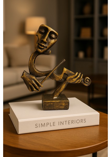 Dekoratif Kemancı Biblo - Eskitme Gold fırsatları