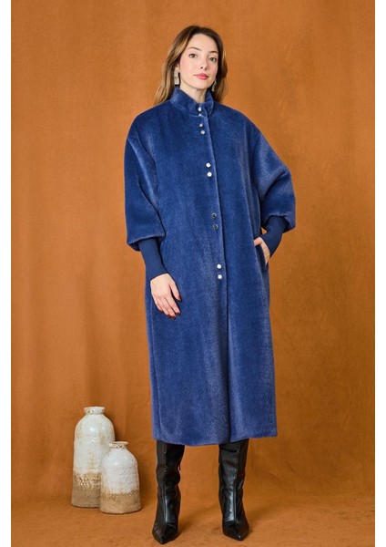 Çıtçıt Detaylı Angora Kaban Mont 15230 Lacivert