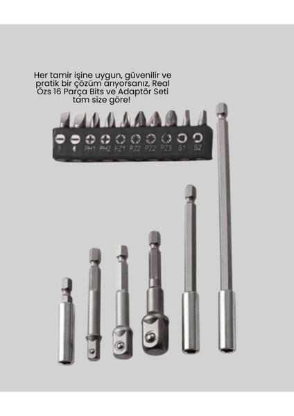 Ergonomik 16 Parça Bits Tornavida Uç ve Adaptör Seti - ER001Y-53K1N8 indirimleri
