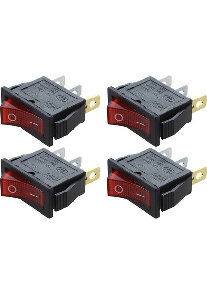 4x Rocker Anahtarı Kapalı Parlak Bipolar 28X10MM 250V 15A 3 Terminaller Kırmızı (Yurt Dışından)