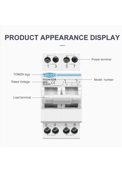3x Tomzn 2p 63A Mts Çift Güç Manuel Transfer Izole Anahtarı Kilit Kırpma Kesici Din Rayı Izole Anahtarı (Yurt Dışından)