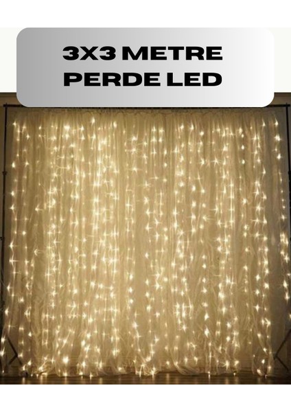 3x3 Perde LED Işık Şelale Model Özel Gün Dekoratif Aydınlatma - ER001Y-53K3Q3