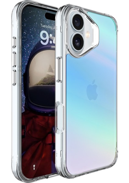iPhone 16 Pure Rainbow Renk Geçişli Şeffaf Kılıf Çizilmeye Dayanıklı Darbe Emici Mavi fiyatları