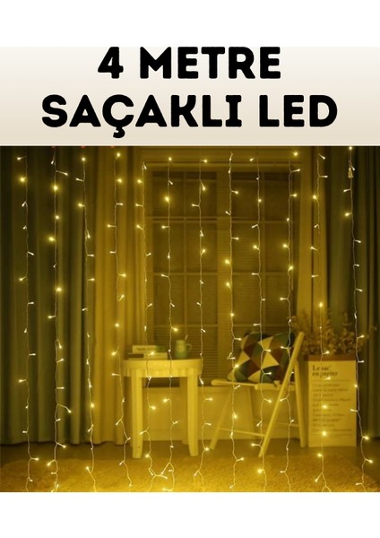 4 Metre Şelale Perde LED Işık Dış Mekan Iç Mekan Uyumlu - ER001Y-53K374