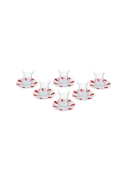 Porland Kırmızı Yaldız 12 Parça 6 Kişilik Çay Takımı