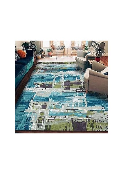 Dizayn Ocimum Kadife Pamuk Tabanlı Yıkanabilen Kaydırmaz Salon Halısı 100X200