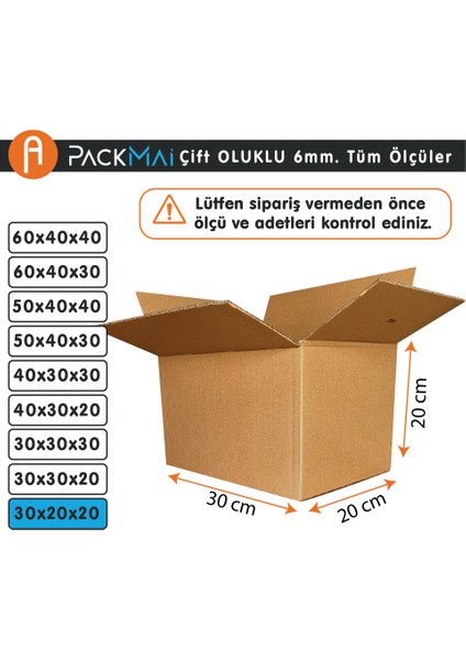 Koli 30X20X20 | 10 Adet | Küçük Eşya Ev Taşıma Kargo Kolisi Çift Oluklu fiyatları