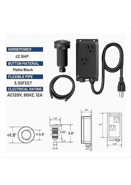 Basınç Anahtarı Kutusu Çöp Bertaraf Hava Anahtarı Düğmesi Mutfak Için Üst Çöp Bertaraf Hava Anahtarı Kiti (Abd Fişi) B (Yurt Dışından) modelleri