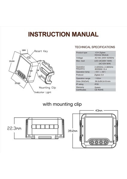 2x Tuya Zigbee Akıllı Dimmer Anahtar Modülü 2 Yollu Kontrol Dıy Dıy Dimmable Anahtarları 10A Alexa Için Çalışma (1 Çete) (Yurt Dışından) modelleri