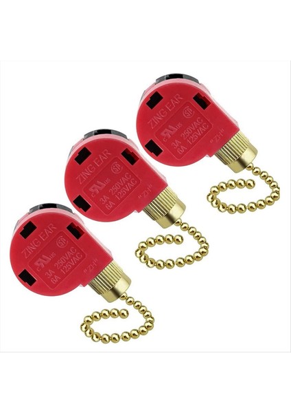 3pc Tavan Fan Anahtarı 3 Hızlı 4 Tel Zıng Ear ZE-268S6 Fan Çekme Zinciri Anahtarı Yedek Hız Kontrol Anahtarı Altın (Yurt Dışından)