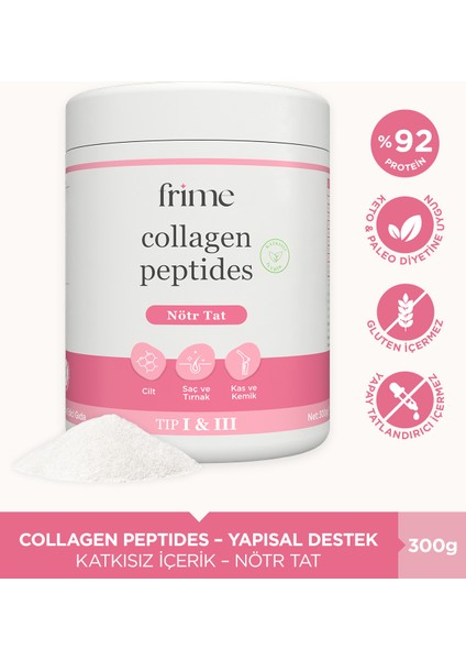 Collagen Peptides, Hidrolize Kolajen, Katkısız Içerik, Nötr Tat – 300 gr