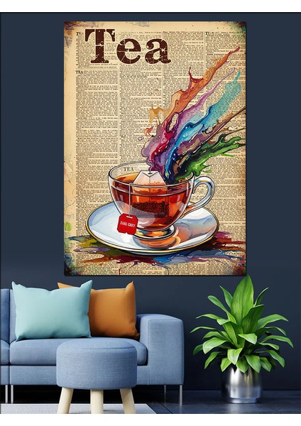Çay Bardağı Soyut Çay Kokusu Dekoratif Kanvas - Mdf Ahşap Tablo