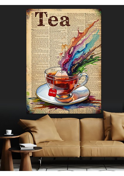 Çay Bardağı Soyut Çay Kokusu Dekoratif Kanvas - Mdf Ahşap Tablo fiyatları