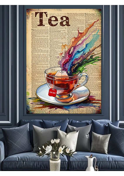 Çay Bardağı Soyut Çay Kokusu Dekoratif Kanvas - Mdf Ahşap Tablo modelleri