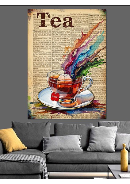 Çay Bardağı Soyut Çay Kokusu Dekoratif Kanvas - Mdf Ahşap Tablo fırsatları