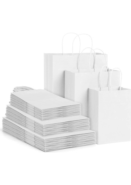 32X17X39 Burgu Saplı Beyaz Kağıt Kraft Hediyelik Çanta - 250 Adet fırsatları