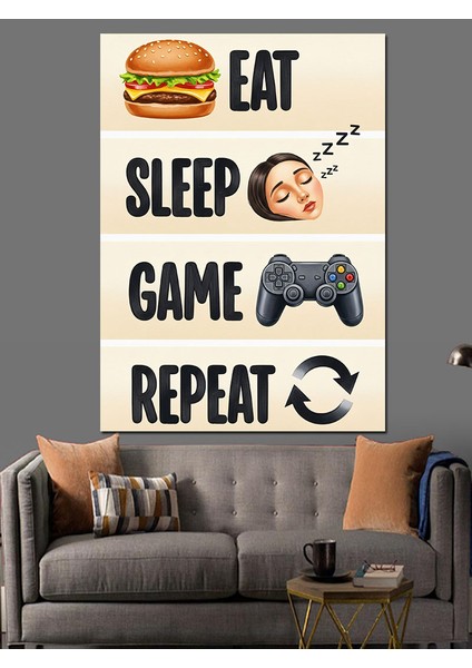 Yemek Ye Uyu Tekrar Et Dekoratif Kanvas - Mdf Ahşap Tablo fiyatları