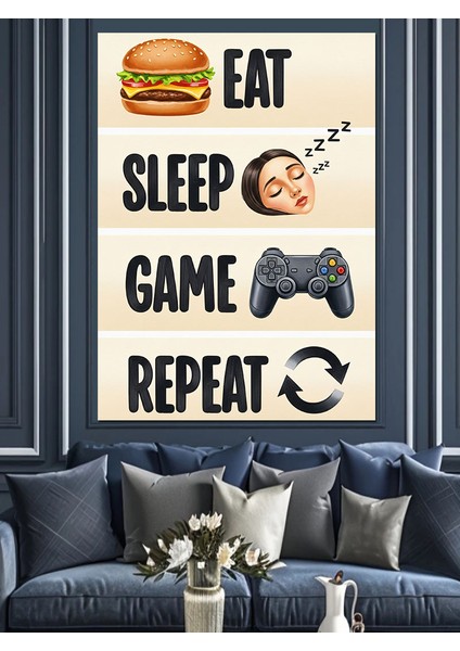 Yemek Ye Uyu Tekrar Et Dekoratif Kanvas - Mdf Ahşap Tablo indirimleri