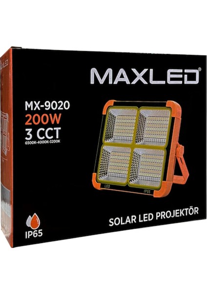 MX9020 200W Taşınabilir Şarjlı Solar LED Projektör 3 Renk fiyatları
