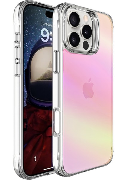 iPhone 16 Pro Pure Rainbow Renk Geçişli Şeffaf Kılıf Çizilmeye Dayanıklı Darbe Emici Pembe fiyatları
