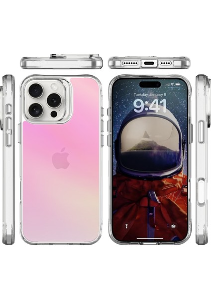 iPhone 16 Pro Pure Rainbow Renk Geçişli Şeffaf Kılıf Çizilmeye Dayanıklı Darbe Emici Pembe fırsatları