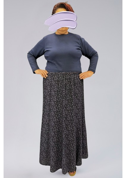 Parçalı Uzun Namaz Etek, Viskon Mor Şal 8 Parça Uzun Kadın Etek