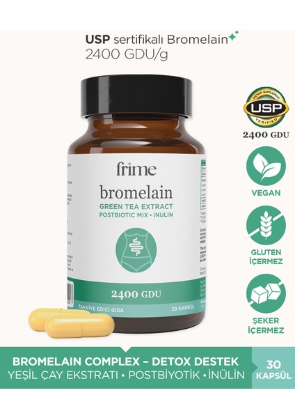 Detox, Bromelain, Yeşil Çay Ekstresi, Inülin Prebiyotik , Postbiyotik