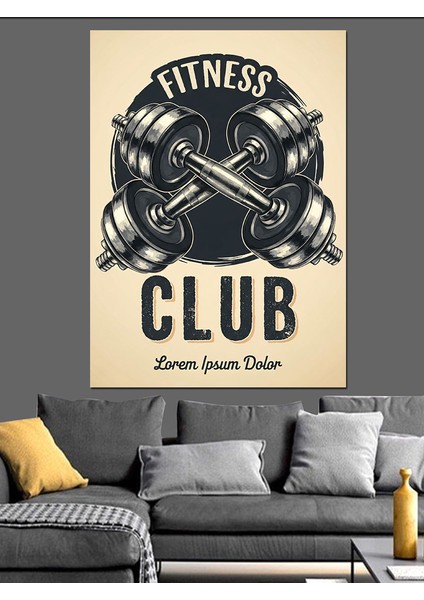 Fitness Kulübü Spor Ağırlık Dekoratif Kanvas - Mdf Ahşap Tablo