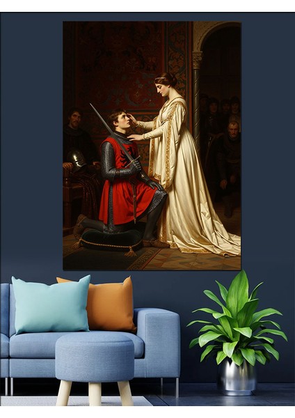 Prenses ve Aşık Şovalye Dekoratif Kanvas - Mdf Ahşap Tablo