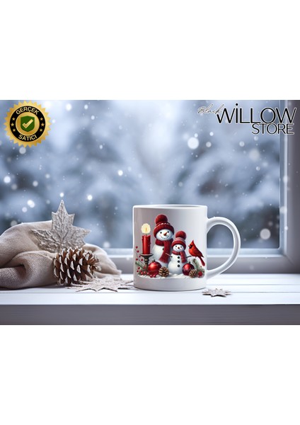 Noel Sevimli Kardan Adam 24 Temalı Porselen Kupa Bardak,yılbaşı,merry Christmas,hediyelik