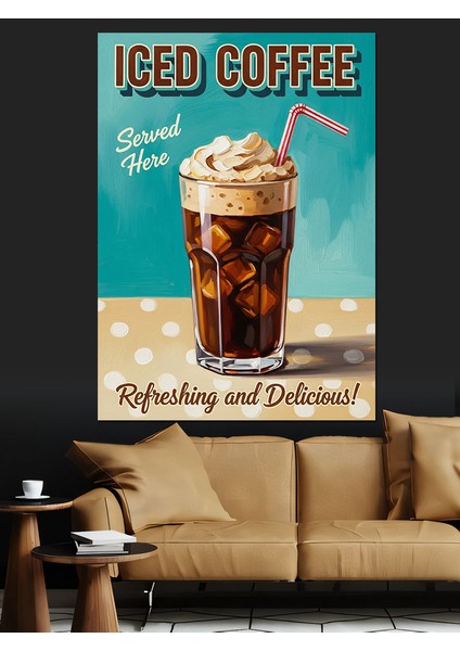 Buzlu Kahve Serinletici Içecek Dekoratif Kanvas - Mdf Ahşap Tablo