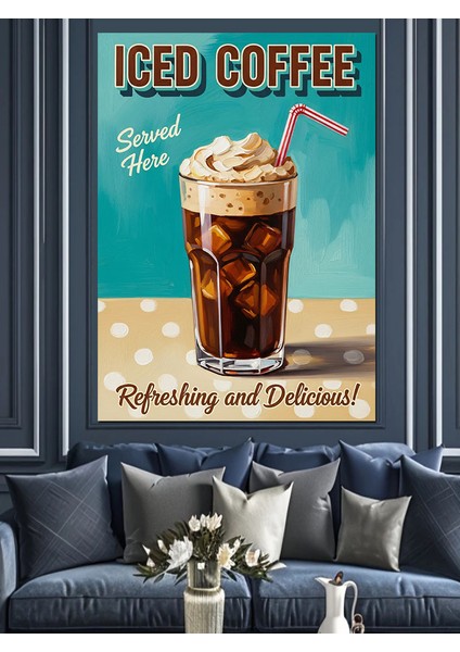Buzlu Kahve Serinletici Içecek Dekoratif Kanvas - Mdf Ahşap Tablo fiyatları