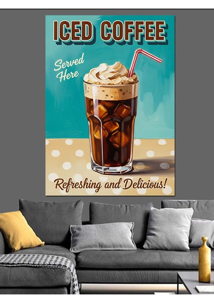Buzlu Kahve Serinletici Içecek Dekoratif Kanvas - Mdf Ahşap Tablo modelleri
