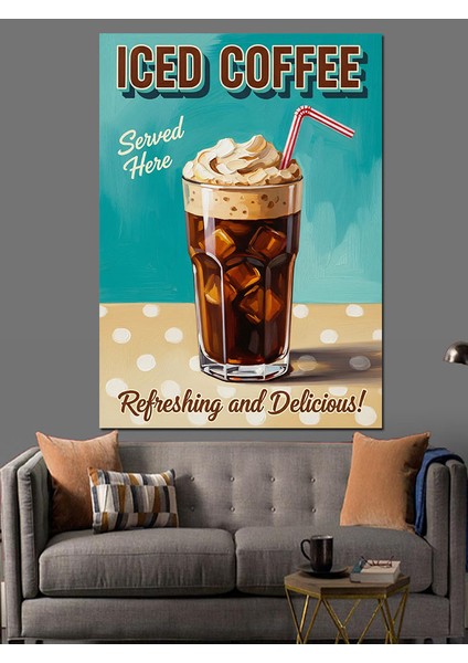 Buzlu Kahve Serinletici Içecek Dekoratif Kanvas - Mdf Ahşap Tablo fırsatları