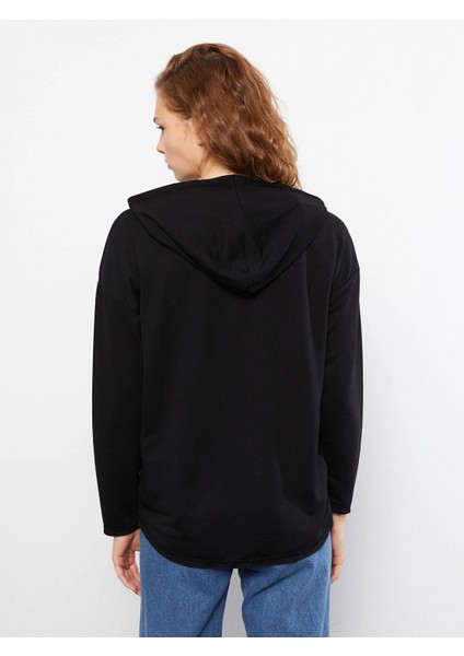 Lcw Vision Siyah Kapüşonlu Baskılı Uzun Kollu Kadın Sweatshirt indirimleri