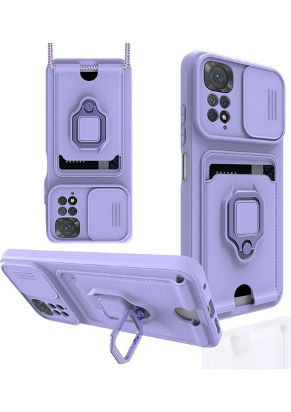 Xiaomi Redmi Note 11 Pro Kılıf Zuma Kartvizitli Yüzüklü Silikon - LILA-(5796) - ER001Y-53U0V5