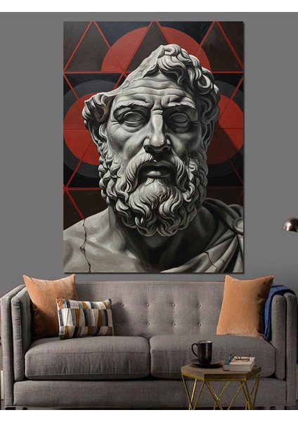 Zeus Heykel Büstü Antik Dekoratif Kanvas - Mdf Ahşap Tablo fiyatları