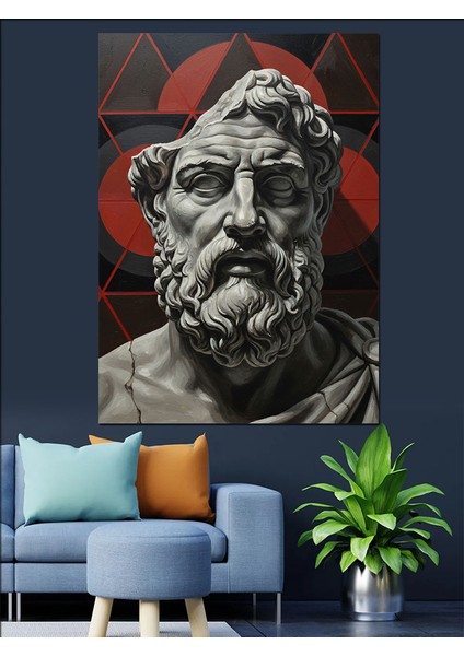 Zeus Heykel Büstü Antik Dekoratif Kanvas - Mdf Ahşap Tablo modelleri