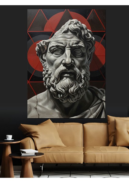 Zeus Heykel Büstü Antik Dekoratif Kanvas - Mdf Ahşap Tablo fırsatları