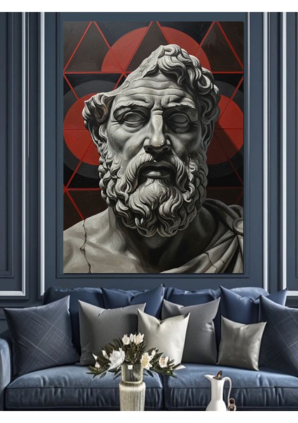 Zeus Heykel Büstü Antik Dekoratif Kanvas - Mdf Ahşap Tablo indirimleri