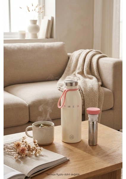 Bottle Tie Tutucu & Infuser Lid Demleme Termos Aksesuar Seti Pembe 2'li