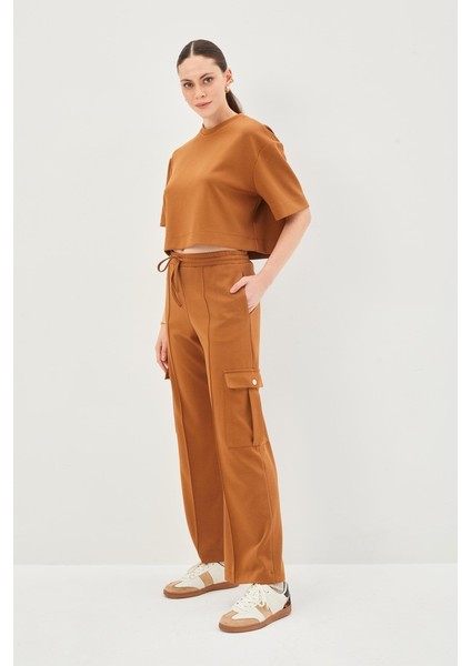 Gold Düğmeli Yan Cep Detaylı Regular Örme Kargo Pantolon fiyatları