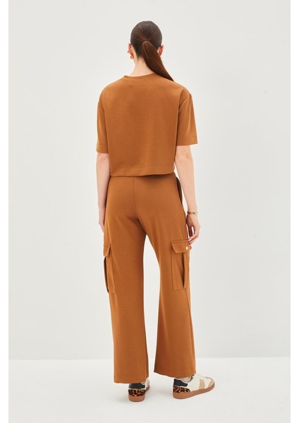 Gold Düğmeli Yan Cep Detaylı Regular Örme Kargo Pantolon indirimleri