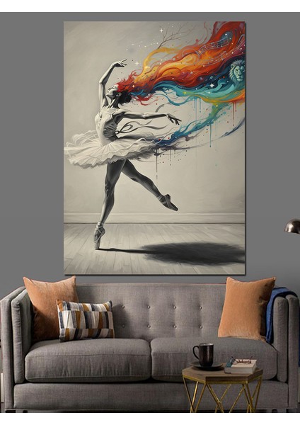 Bale Yapan Kadın Zarif Dans Dekoratif Kanvas - Mdf Ahşap Tablo