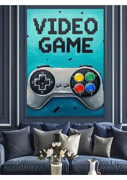Video Oyunu Kontrolcüleri Renkli Dekoratif Kanvas - Mdf Ahşap Tablo