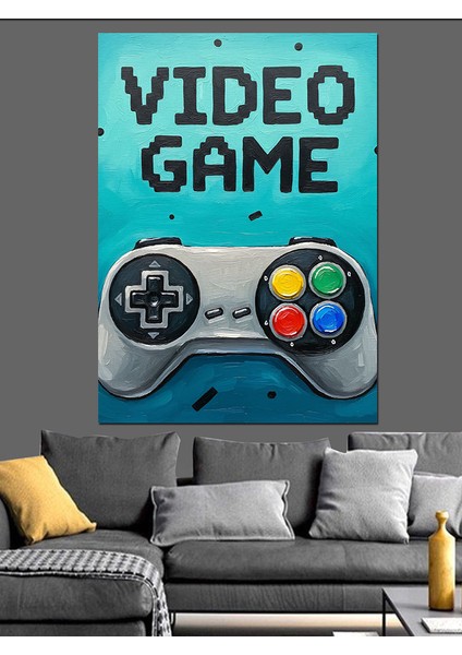 Video Oyunu Kontrolcüleri Renkli Dekoratif Kanvas - Mdf Ahşap Tablo fiyatları