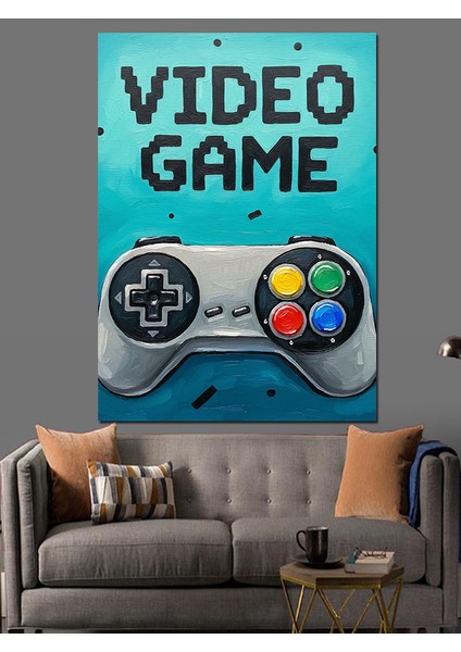 Video Oyunu Kontrolcüleri Renkli Dekoratif Kanvas - Mdf Ahşap Tablo modelleri