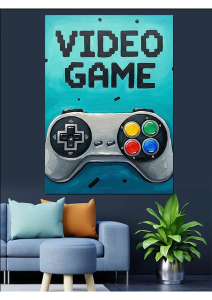 Video Oyunu Kontrolcüleri Renkli Dekoratif Kanvas - Mdf Ahşap Tablo fırsatları