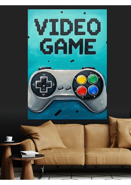 Video Oyunu Kontrolcüleri Renkli Dekoratif Kanvas - Mdf Ahşap Tablo indirimleri