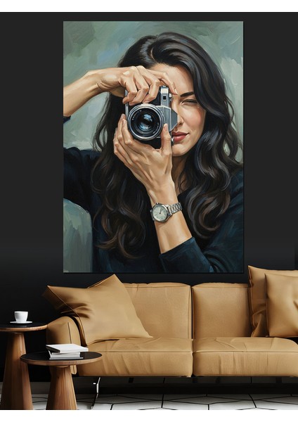 Fotoğraf Çeken Kadın Dekoratif Kanvas - Mdf Ahşap Tablo fiyatları